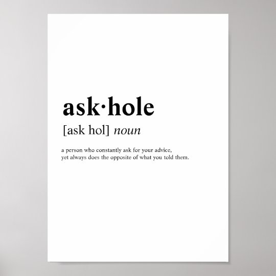 Askhole 辞書の意味 ポスター Zazzle Co Jp