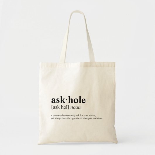 Askhole -辞書の意味 トートバッグ (正面)