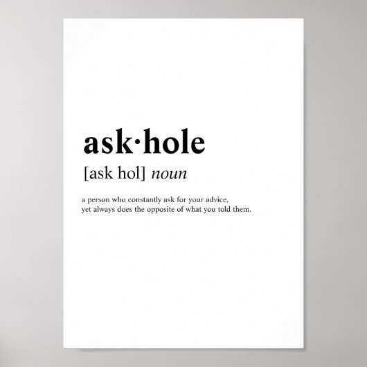 Askhole – 辞書意味 ポスター (正面)
