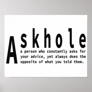 Askholes – 皮肉な辞書の定義 ポスター