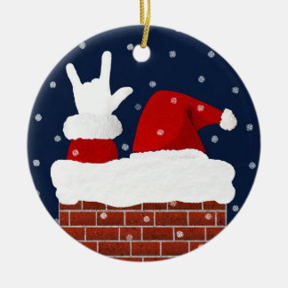 ASLで愛するサンタクリスマスオーナメント セラミックオーナメント