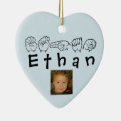 ASLのアメリカ手話Fingerspelled Ethan セラミックオーナメント (右)