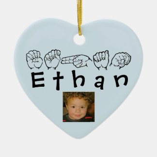 ASLのアメリカ手話Fingerspelled Ethan セラミックオーナメント