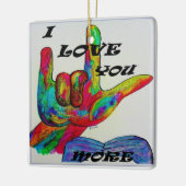 ASLのアメリカ手話I愛多く セラミックオーナメント (左)