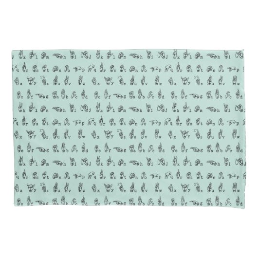 ASLのヒスイの//のアメリカ手話アルファベット 枕カバー (正面)