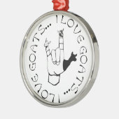 ASLの印I愛ヤギ! メタルオーナメント (左)