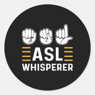 Aslの通訳者。Asl啓発ハンドサイン手話デザイン ラウンドシール