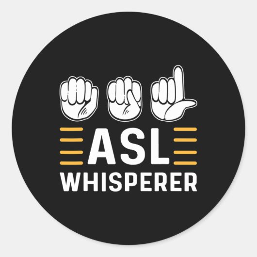 Aslの通訳者。Asl啓発ハンドサイン手話デザイン ラウンドシール (正面)