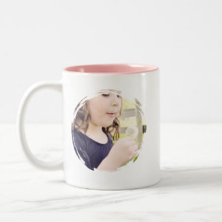 ASLのI Love Youハンドシェイプ付きのピンクの写真入りマグカップ ツートーンマグカップ