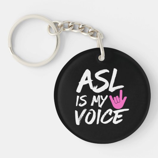 ASLは私の声 – ろう認識度 キーホルダー (正面)