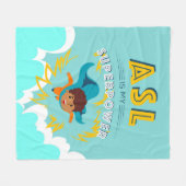 ASLは私の超大国 フリースブランケット (正面(横))