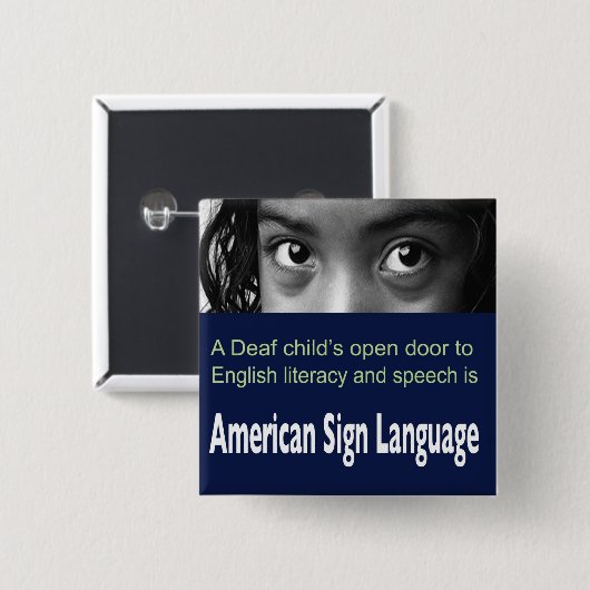 ASLは耳が聞こえない子供が英語を学ぶのを救済します 缶バッジ (正面&裏面)