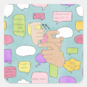 ASLろうジョークのステッカー スクエアシール (正面)