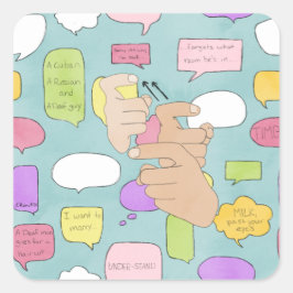 ASLろうジョークのステッカー スクエアシール