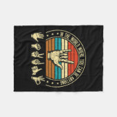 Aslろう者のサインLになれる認識度 フリースブランケット (正面(横))