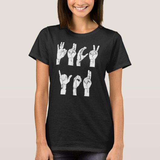 ASLアメリカ手話先生ろうばかインテル Tシャツ (正面)