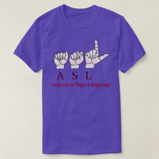 ASLアメリカ手話5 Tシャツ (デザイン正面)