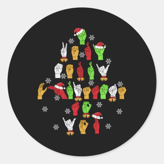 Aslアメリカ手話 ラウンドシール (正面)