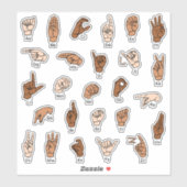 ASLアルファベットABCスキントーンハンドシンボルや象徴 シール (シート)