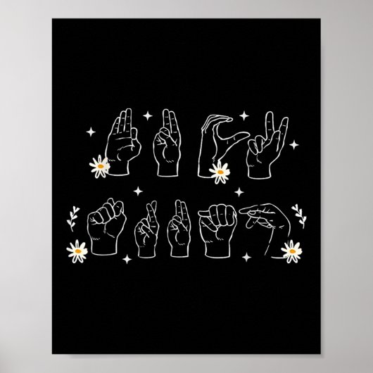 Aslアンチ切り株の手のサインおもしろいとジェスチャー ポスター (正面)