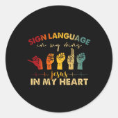 ASLイエスキリスト私の静脈で言語に署名イエスI ラウンドシール (正面)
