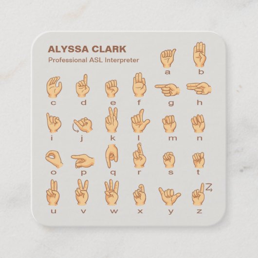 ASLインタプリタ スクエア名刺 (正面)