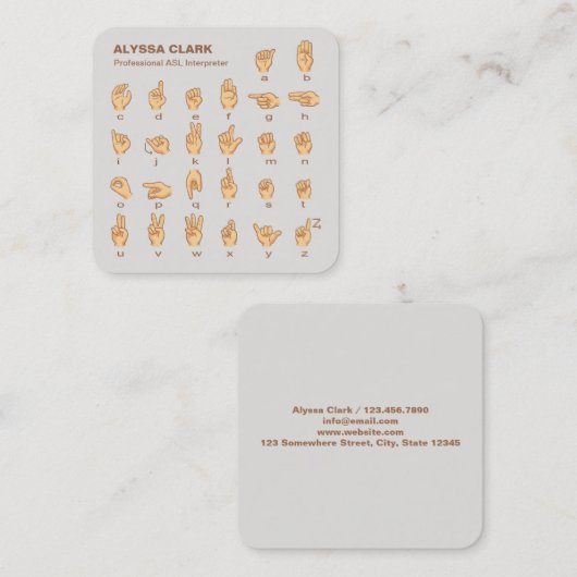 ASLインタプリタ スクエア名刺 (正面/裏面)