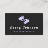 ASLインタープリタの手話クール紫の手 名刺 (正面)