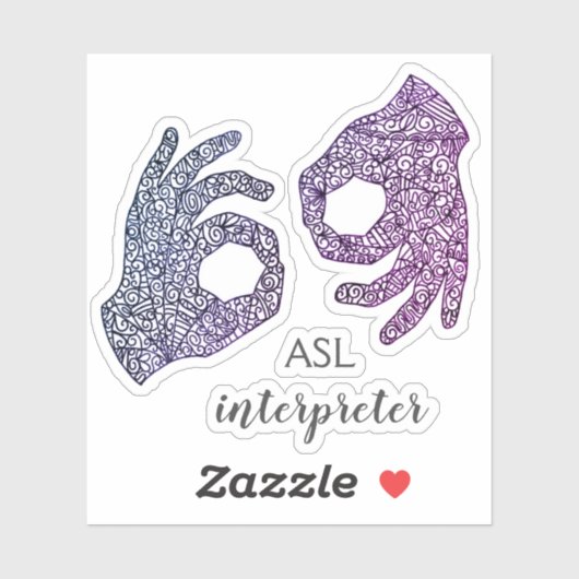 「ASLインタープリタ」カスタムカットビニールシール シール (シート)