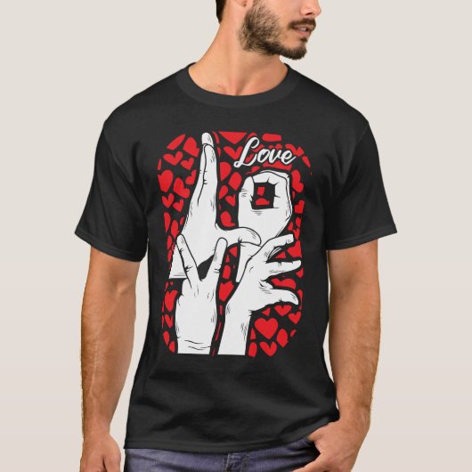 ASLクラスサイン言語おもしろい戦バレンタインDa Tシャツ (正面)