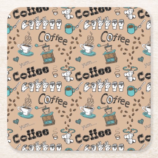 ASLコーヒーコースター スクエアペーパーコースター (正面)