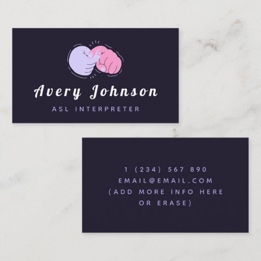 ASLサインモダン言語インストラクター変換おもしろい 名刺 (正面/裏面)