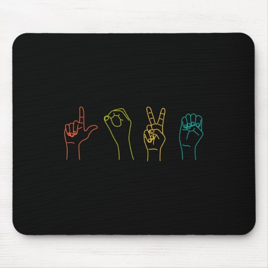 Aslサイン言語アルファベットバレンタインデギフトIde マウスパッド (正面)