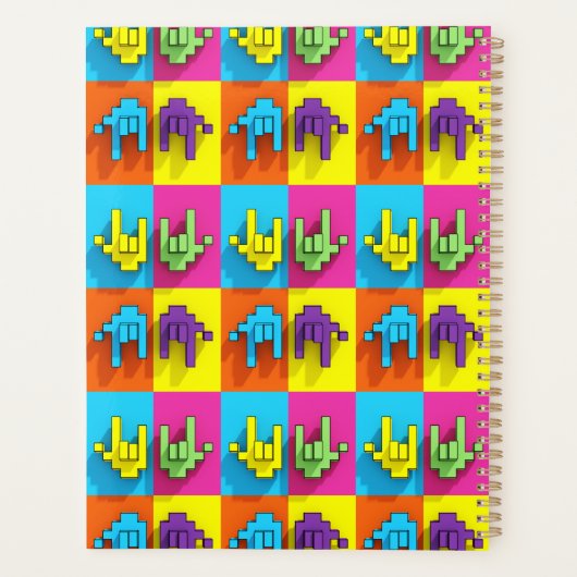 ASLサイン言語ピクセルラブポップ・アートのプランナー プランナー手帳 (裏面)