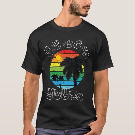 Aslサイン言語服ビーチろう認識度トップ Tシャツ (正面)