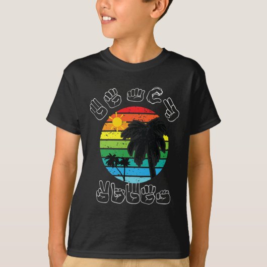 Aslサイン言語服ビーチろう認識度トップ Tシャツ (正面)