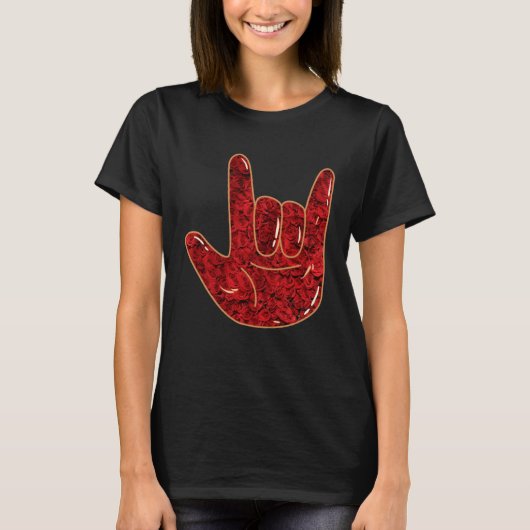 ASLサイン言語私はあなたを愛する手札 Tシャツ (正面)