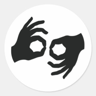 ASLサイン言語通訳者ハンドシンボルステッカー ラウンドシール