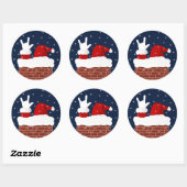 ASLサンタクリスマスステッカーのハンドシェイプが大好き ラウンドシール (シート)