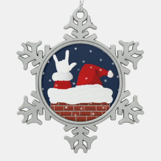 ASLサンタクリスマス装飾ILY LAVE YOU ILY IN ASL スノーフレークピューターオーナメント