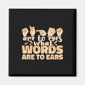 ASLシンボルや象徴は目に何の単語は耳にサインする マグネット (正面)