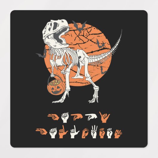 ASLハッピーハローウィンIII – かわいいシ不気味ーズ ラベル (デザイン1)