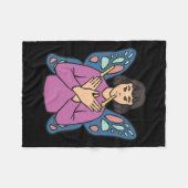 Aslハンドジェスチャーろう難聴認識度女の子 フリースブランケット (正面(横))