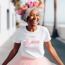 ASLピンクとグレーの放射愛 Tシャツ