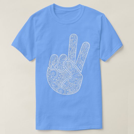 ASLピースハンドサイン言語と禅マンダラハイップ Tシャツ (デザイン正面)