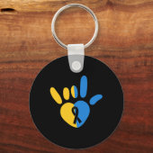 ASLラブサインノンバーバル・ダウン症候群認識度H キーホルダー (正面)