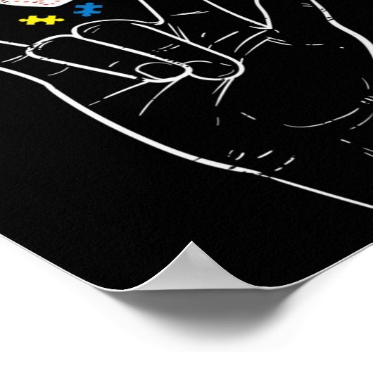 Aslラブサインバタフライパズル自閉症意識Sp ポスター (角)