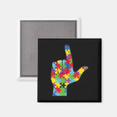 ASLラブサイン自閉症啓発サポート マグネット (正面/裏面)