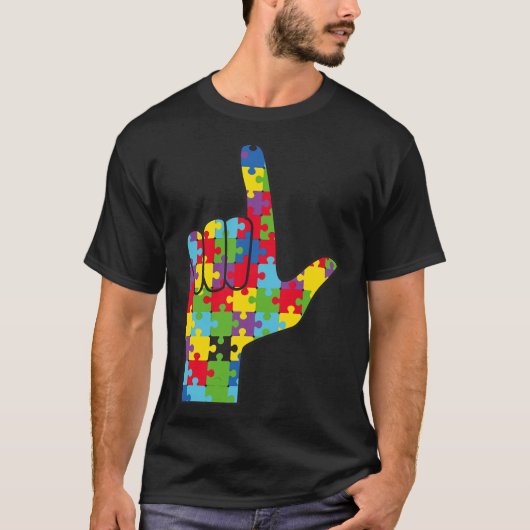 ASLラブサイン自閉症啓発サポート Tシャツ (正面)