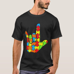 Aslラブサイン言語自閉症ギフト認識度Supo Tシャツ